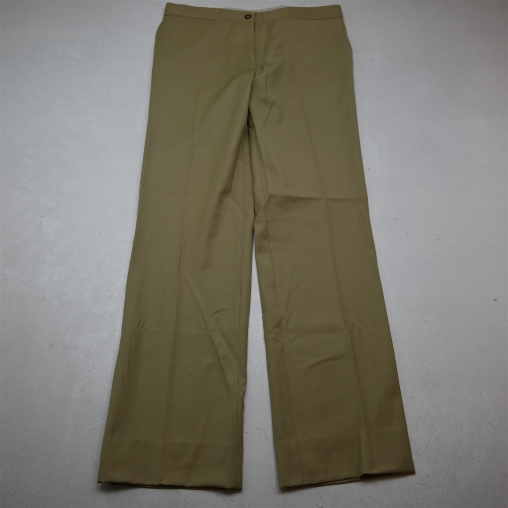 Incotex 8 Khaki 100% Wool Pam High Waist Straight Trouser Womens Pants